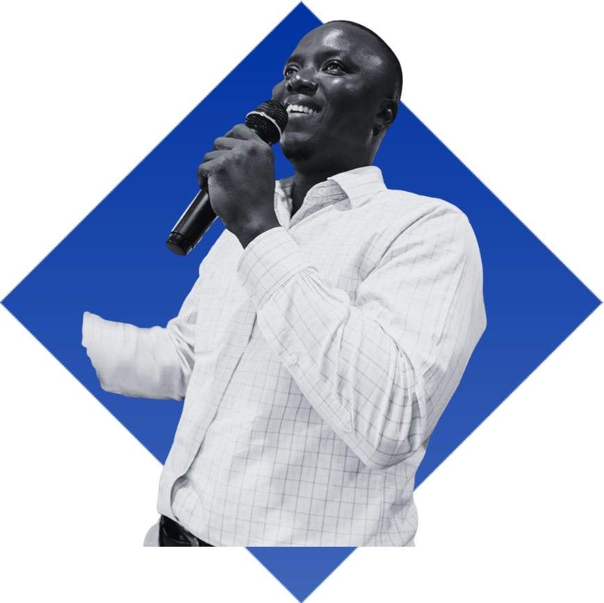 An IOM colleague speaking at a training session